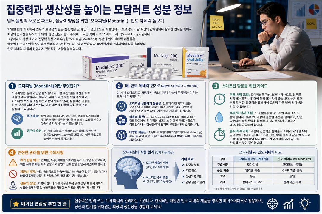 집중력·생산성을 높이는 모다피닐(모달러트) 성분 정보